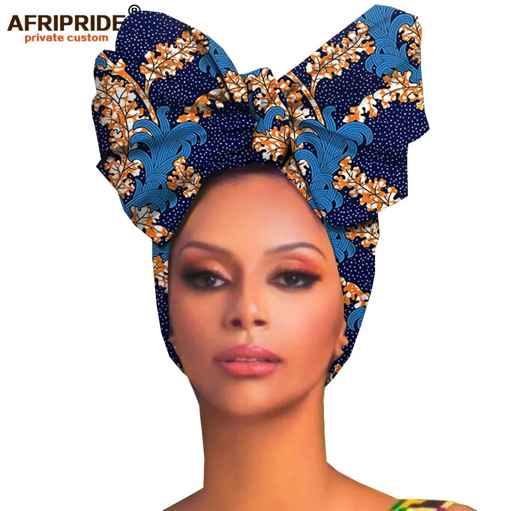 African headwraps women hair accessories african material wax traditional Headtie headscarf Turban 100% Cotton AFRIPRIDE A19H006