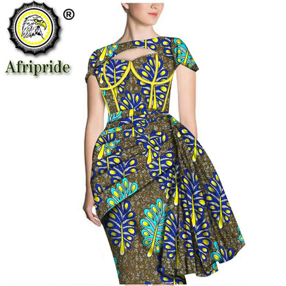 African Print Dresses for Women Short Sleeve Wrap Dashiki Outfits Ankara Attire Midi Party Wedding Evening S2025025