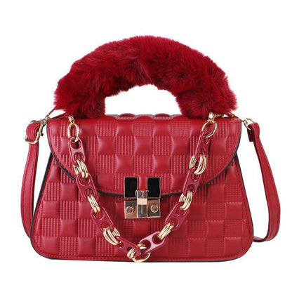 New Embossed Plush Hand Messenger Trendy Fashion Women's Bag