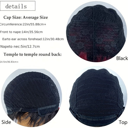 Short And Straight, Elf, Human Hair Non-toxic Wig, Burgundy, Short And Elf Haircut, Ladies Wig