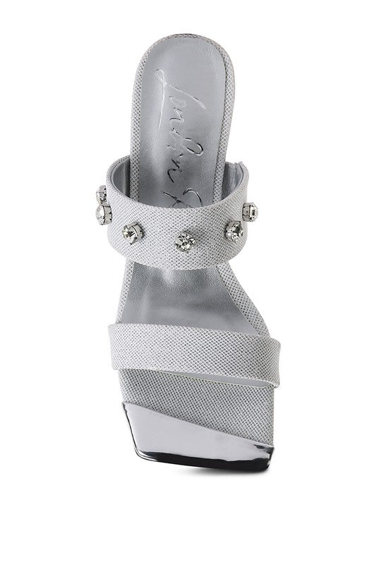 EDM Queen Diamante Embellished Glitter Sandals