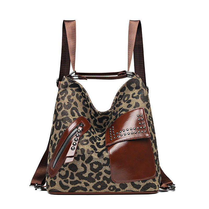 Rivet Design Leopard Shoulder Bags