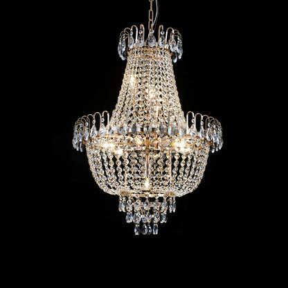 Golden crystal pendant light, large modern luxury ceiling lighting (without light bulbs)