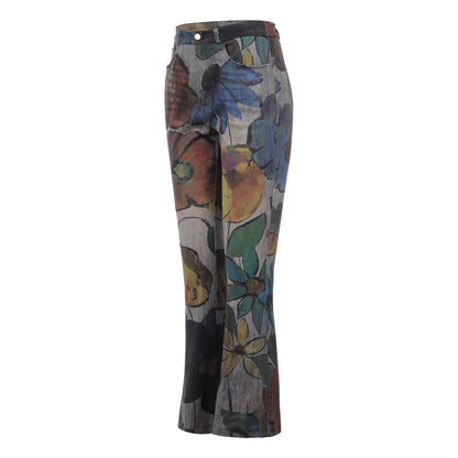 Plus Size Women's Casual Pants Floral Thin Trousers