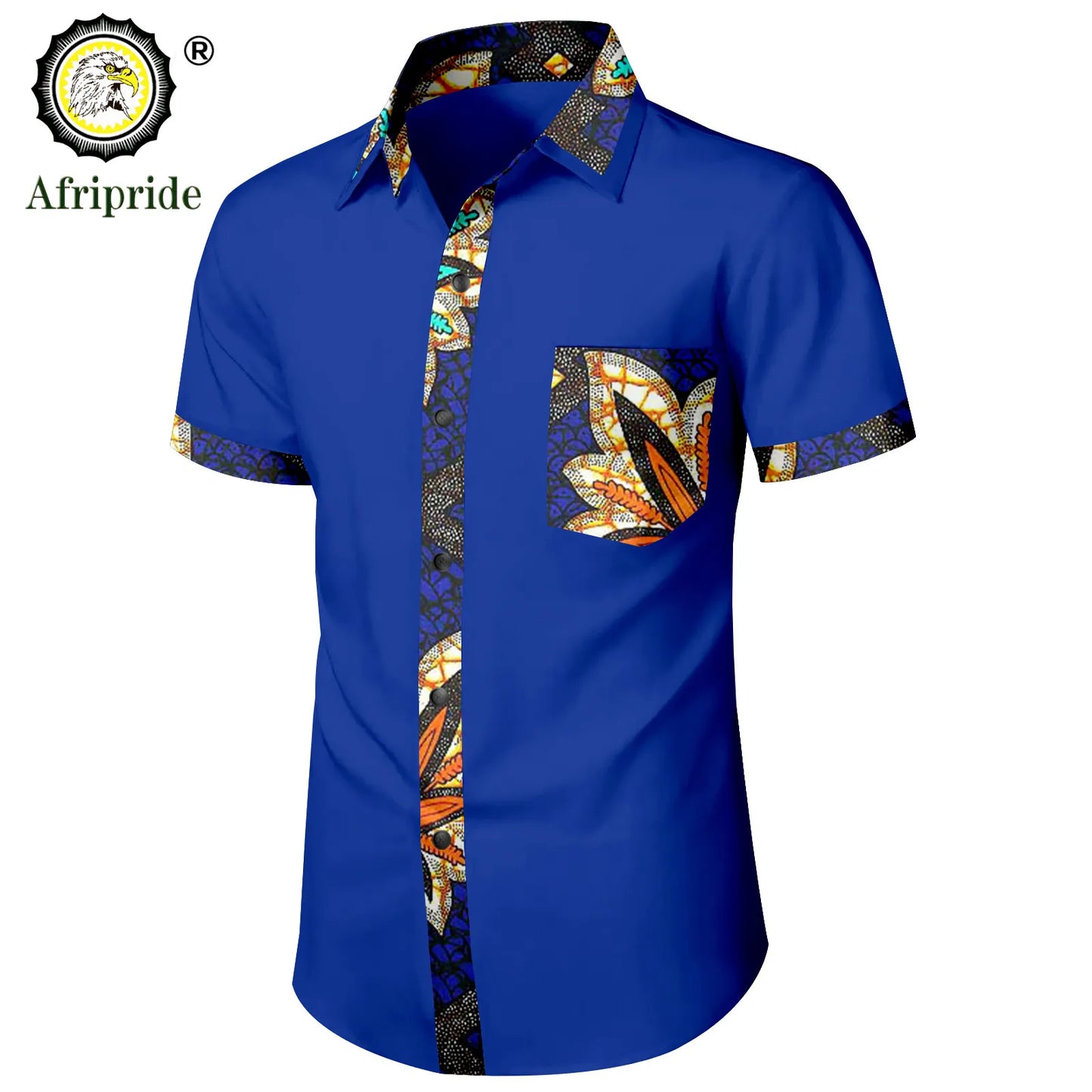 Bazin Riche African Shirts for Men Short Sleeve Casual Blouse Dashiki Tops Ankara Attire Slim Fit