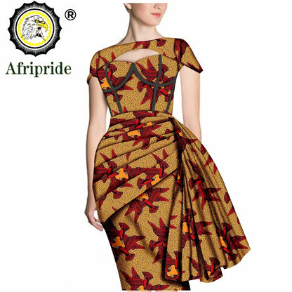 African Print Dresses for Women Short Sleeve Wrap Dashiki Outfits Ankara Attire Midi Party Wedding Evening S2025025