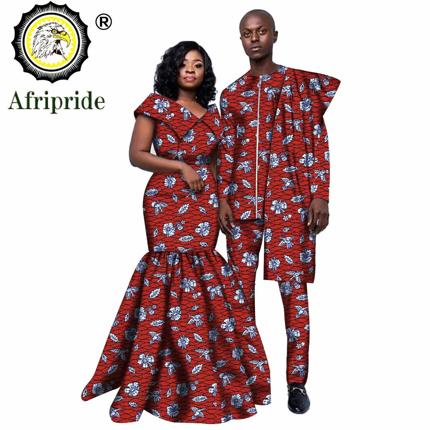 African Couple Clothing Men Dashiki 2 Piece Outfits Women Print Maxi Dress Crop Top Print Wear  AFRIPRIDE S20C005