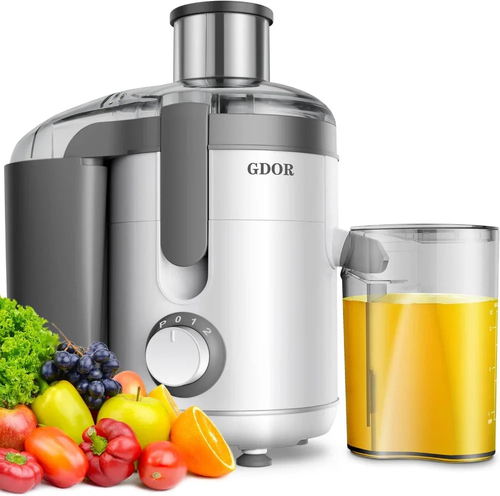 Centrifugal GDOR Juicer Machines, 600W Juice Extractor with Titanium Cut Disc, 3 Speeds, 2.5" Feed Chute, for Fruits