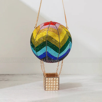 Designer Hot Air Balloon Shaped Diamond Evening Purse