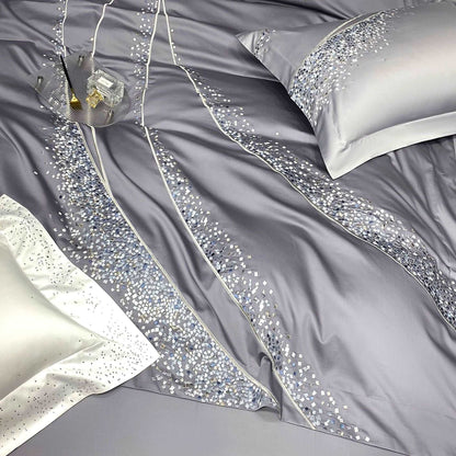 120 Long-staple Cotton Four-piece Set High-grade Simple Embroidery Light Luxury Quilt Cover Bed Sheet Bedding