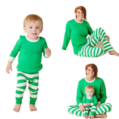 2024 Christmas Pajamas Set Striped Print Mother Father Kids Matching Clothes Causal Soft 2 Pcs Sleepwear Xmas Family Look Outfit