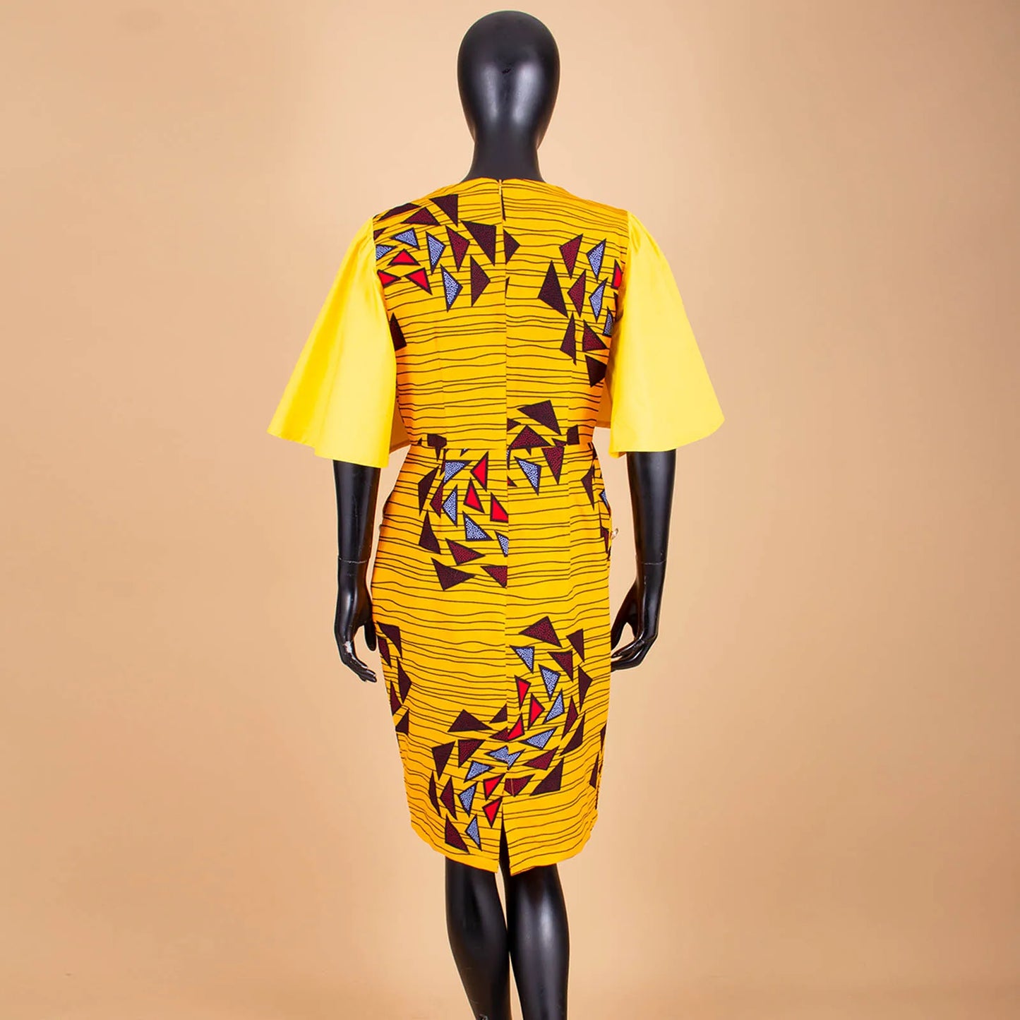 Afripride African Ankara Dresses for Women Customized Half Flare Sleeves Knee Length Casual Pencil Dress A2225032