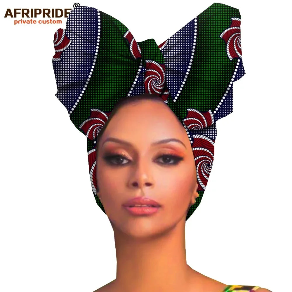 African headwraps women hair accessories african material wax traditional Headtie headscarf Turban 100% Cotton AFRIPRIDE A19H006