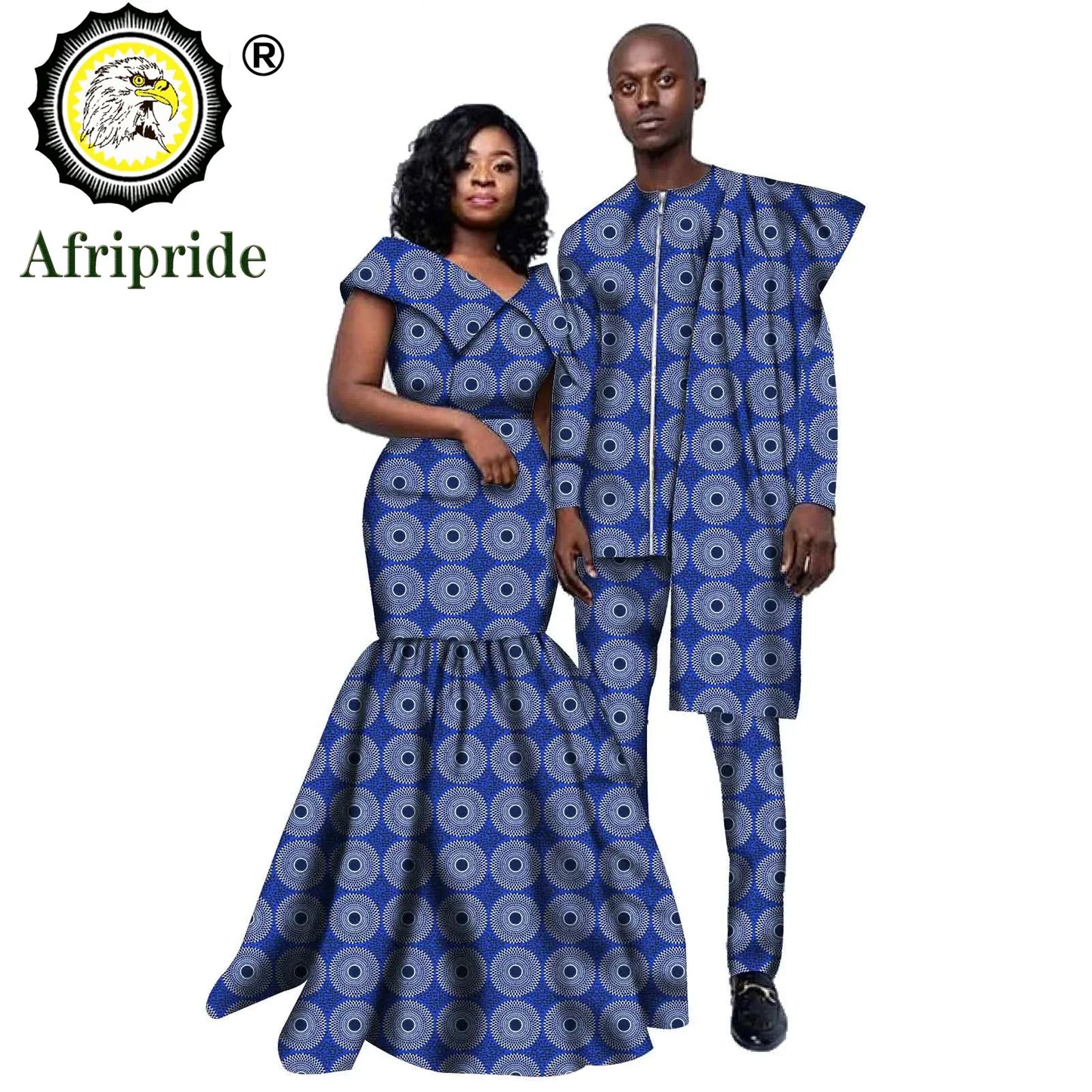 African Couple Clothing Men Dashiki 2 Piece Outfits Women Print Maxi Dress Crop Top Print Wear  AFRIPRIDE S20C005