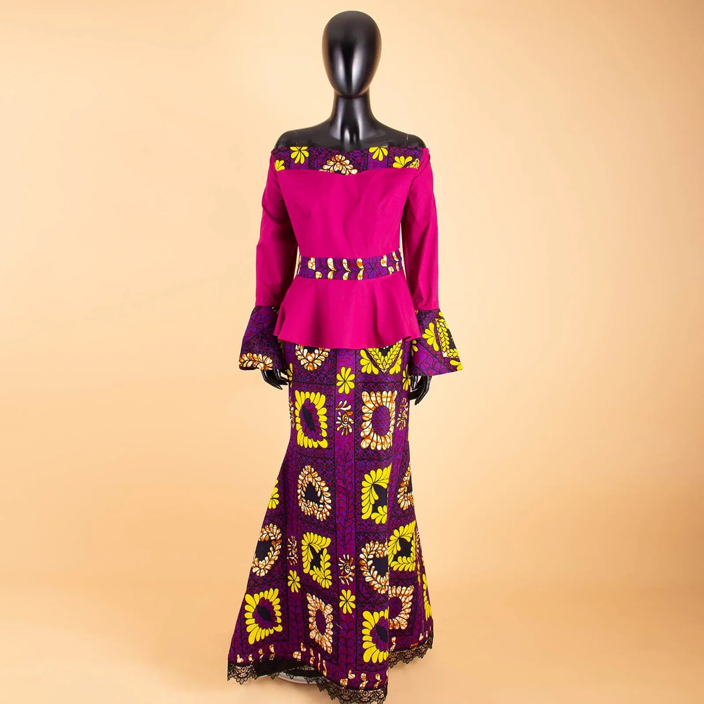 African Clothes for Women Print Top and Lace Skirts 2 Piece Set Vintage Traditional Outfits Ankara Attire Elegant A2226003