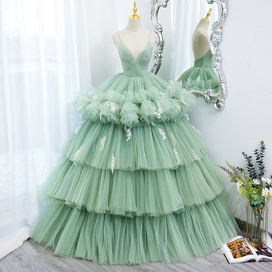 Sleeveless Light Green Evening Gown