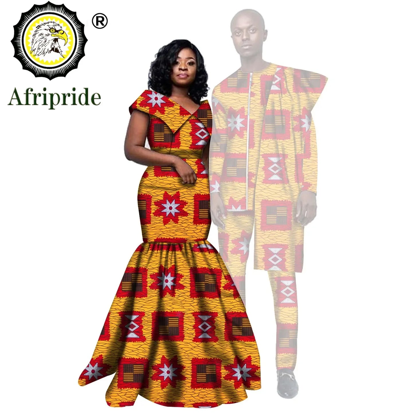 African Couple Clothing Men Dashiki 2 Piece Outfits Women Print Maxi Dress Crop Top Print Wear  AFRIPRIDE S20C005