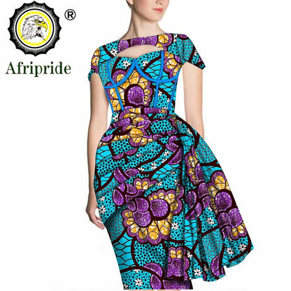 African Print Dresses for Women Short Sleeve Wrap Dashiki Outfits Ankara Attire Midi Party Wedding Evening S2025025