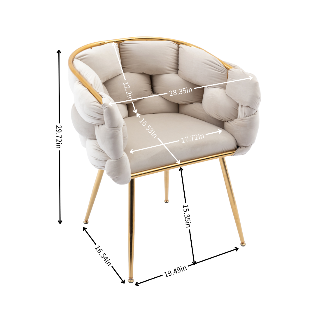 Luxury modern simple leisure velvet single sofa chair bedroom manicure table back chair beige