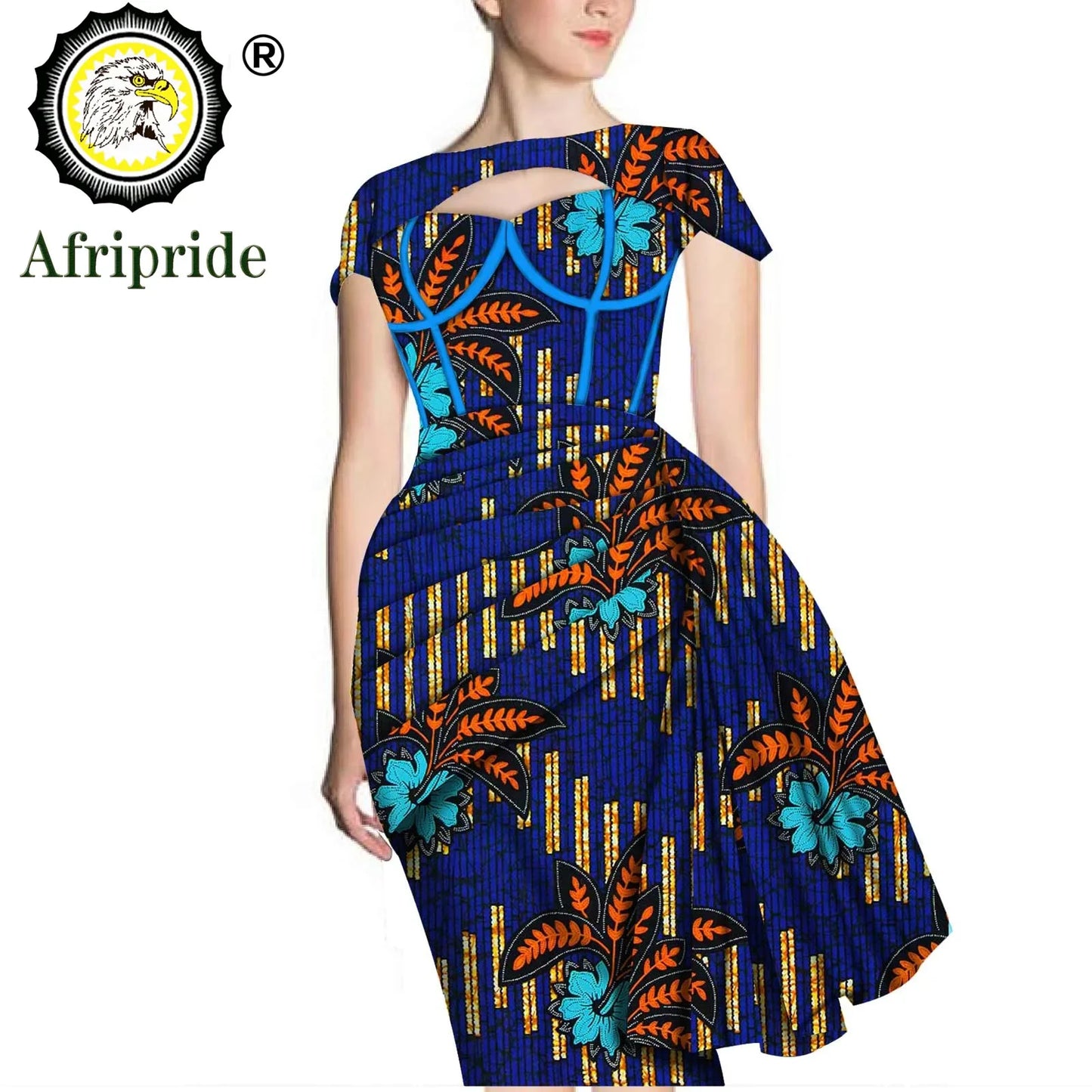 African Print Dresses for Women Short Sleeve Wrap Dashiki Outfits Ankara Attire Midi Party Wedding Evening S2025025