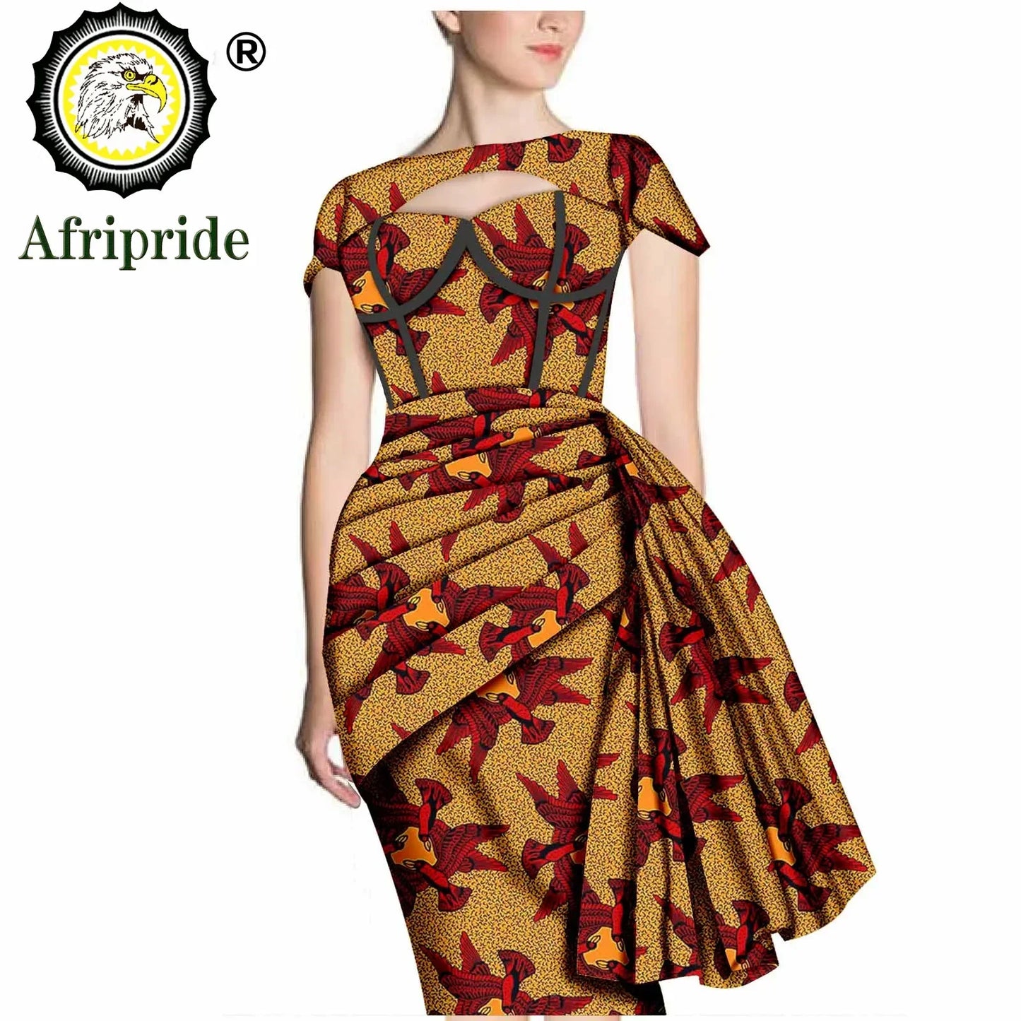 African Print Dresses for Women Short Sleeve Wrap Dashiki Outfits Ankara Attire Midi Party Wedding Evening S2025025