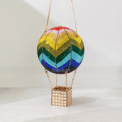 Designer Hot Air Balloon Shaped Diamond Evening Purse