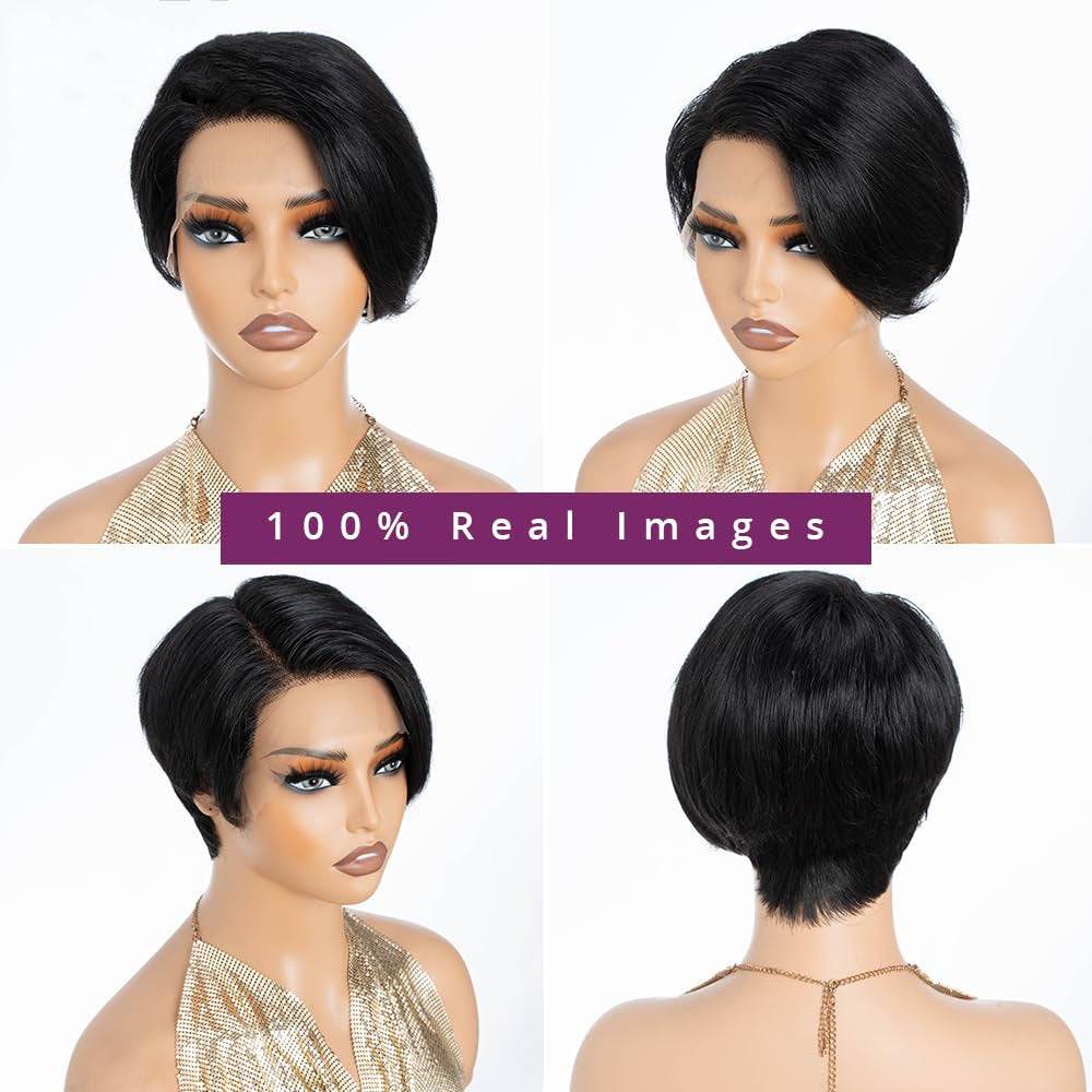Human Hair Lace Bob Non-toxic Wig-pre-drawn, 13X4X1 Lace,  Short Straight, T-part Lace Front Short Wig.