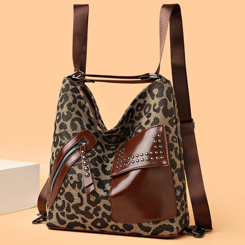 Rivet Design Leopard Shoulder Bags