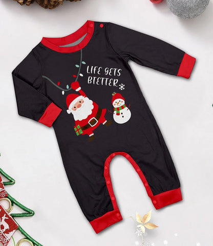 2025 Christmas Family Matching Pajamas Santa Print Pjs Adult Child Matching Outfit Set Baby Jumpsuit+Dog Clothes