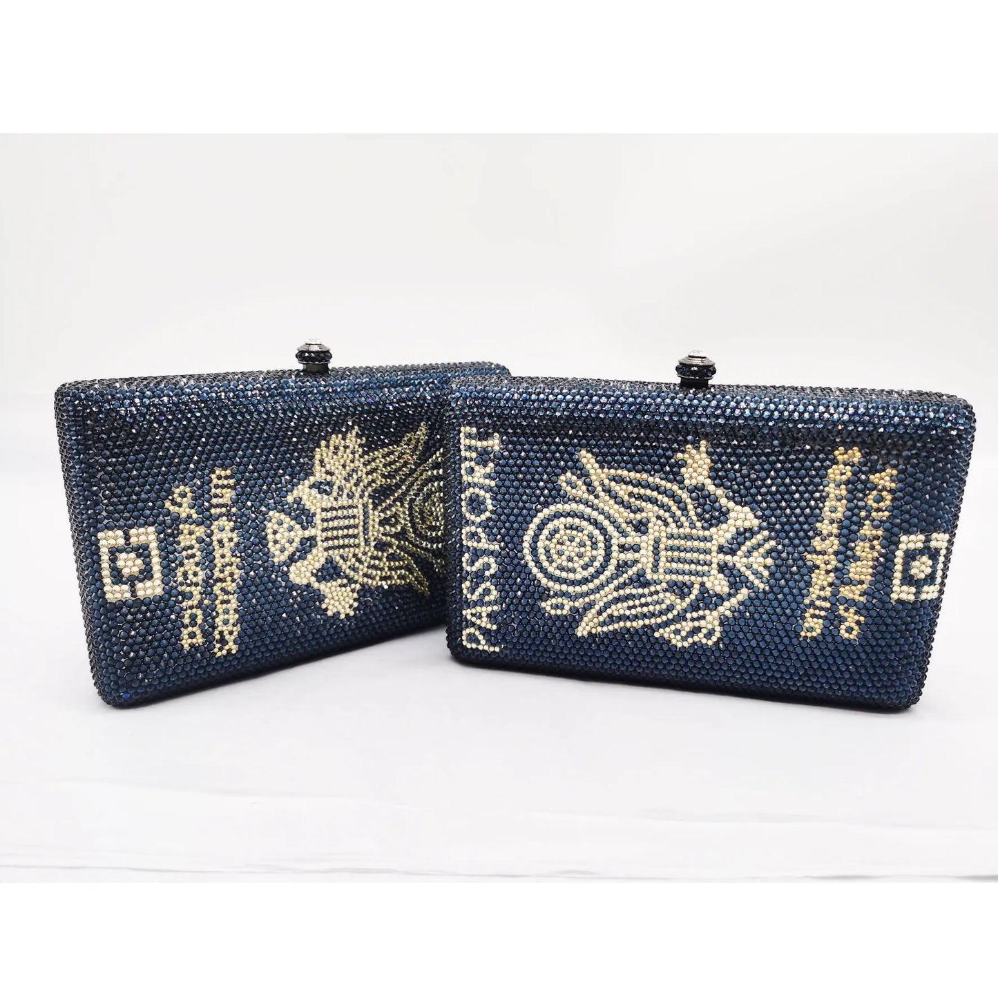 Navy Blue Passport Customized Crystal Bags Luxury Diamond Letters Ladies Clutch Bags