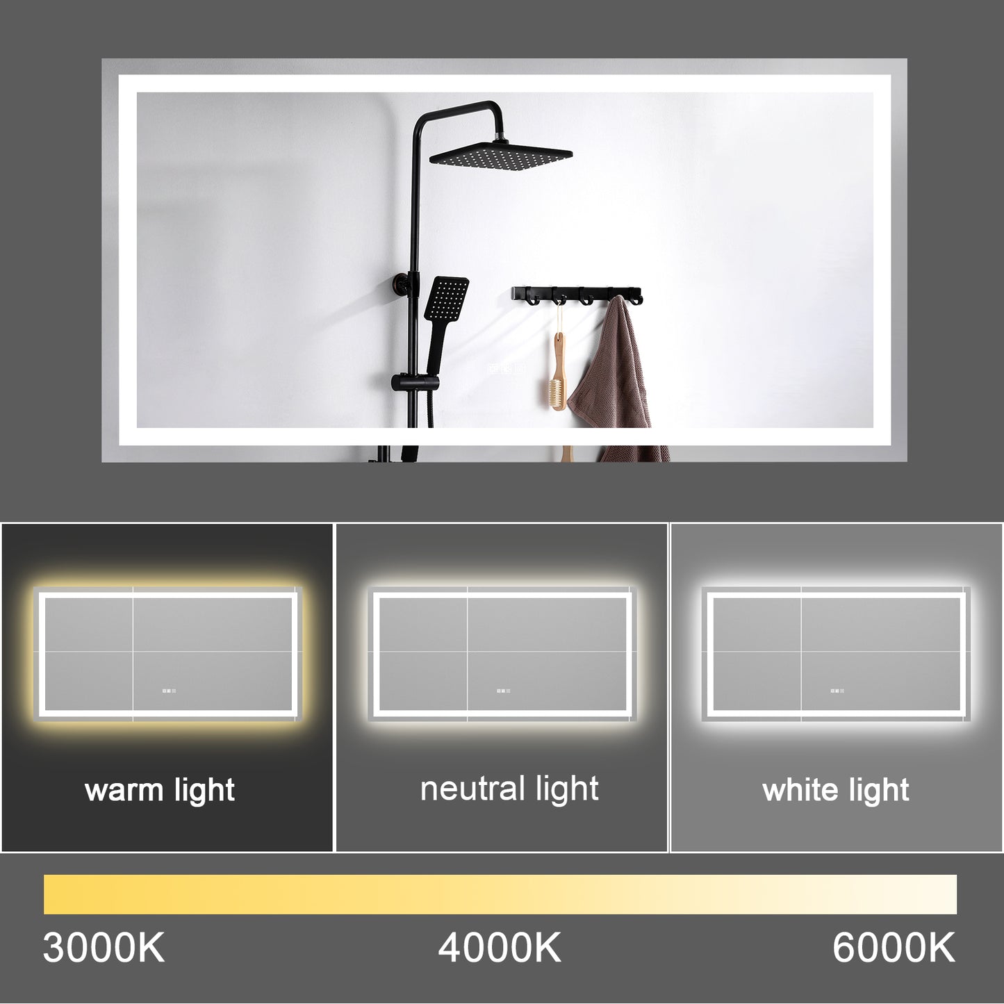 72"×36" LED Mirror Light Bathroom,anti-Fog & Dimming Led Bathroom Vanity Mirror