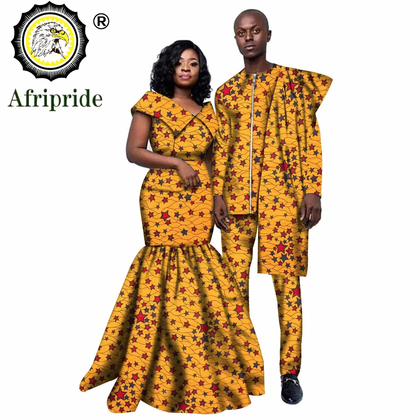 African Couple Clothing Men Dashiki 2 Piece Outfits Women Print Maxi Dress Crop Top Print Wear  AFRIPRIDE S20C005