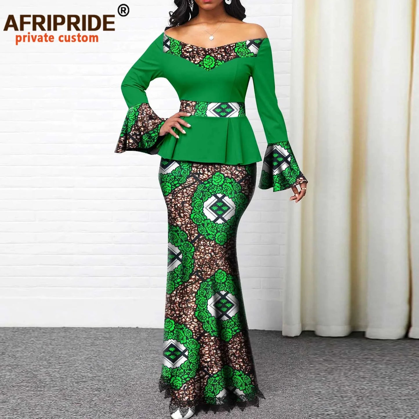 African Clothes for Women Print Top and Lace Skirts 2 Piece Set Vintage Traditional Outfits Ankara Attire Elegant A2226003