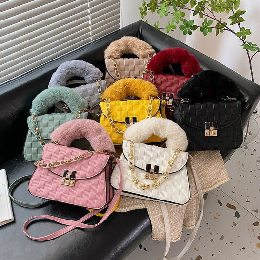 New Embossed Plush Hand Messenger Trendy Fashion Women's Bag