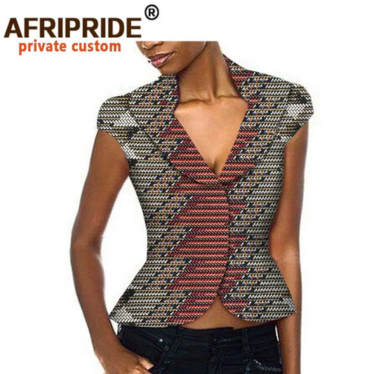 African Clothes for Women Ankara Print Jacket Fashion Lady Jacket Short Sleeves Suit Women Individuality Design Clothes A722302