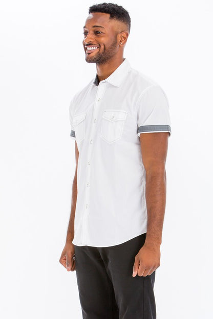 Casual Short Sleeve Solid Shirts