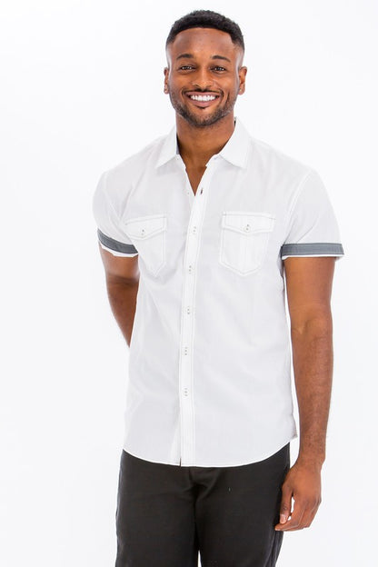 Casual Short Sleeve Solid Shirts