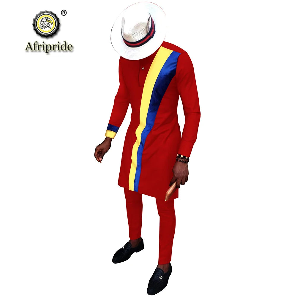 2024 Men`s Casual African Clothing Long Sleeve Shirts and Pants Suit Dashiki Outfits Ankara Attire Plus Size AFRIPRIDE S2016002