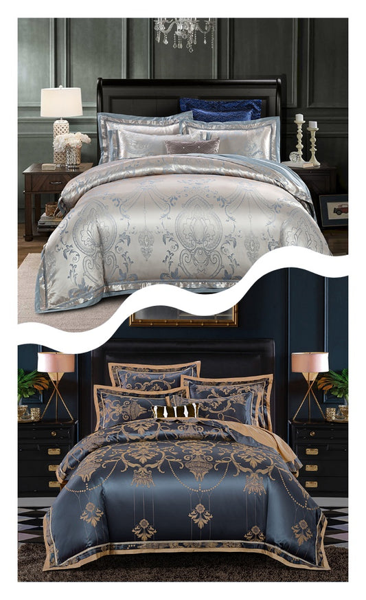 European-style luxury tencel cotton satin jacquard quilt cover four-piece set /six-piece Set