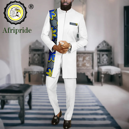 Men`s Suit African Clothes Print Blazer and Pants Set Formal Outfits Dashiki Jacket Ankara Attire Bazin Riche Outfits A2316067