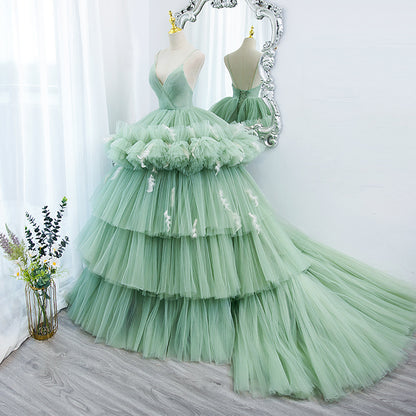 Sleeveless Light Green Evening Gown