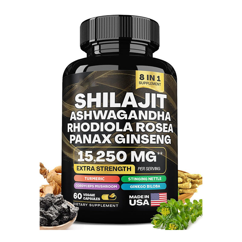 Shilajit Pure Himalayan 9000MG, Energy Booster Ashwagandha 2000MG, Rhodiola Rosea 999MG, Panax Ginseng 1500MG, Turmeric 500MG, Ginkgo Biloba 500MG, Stinging Nettle 250MG Cordyceps Mushroom 500