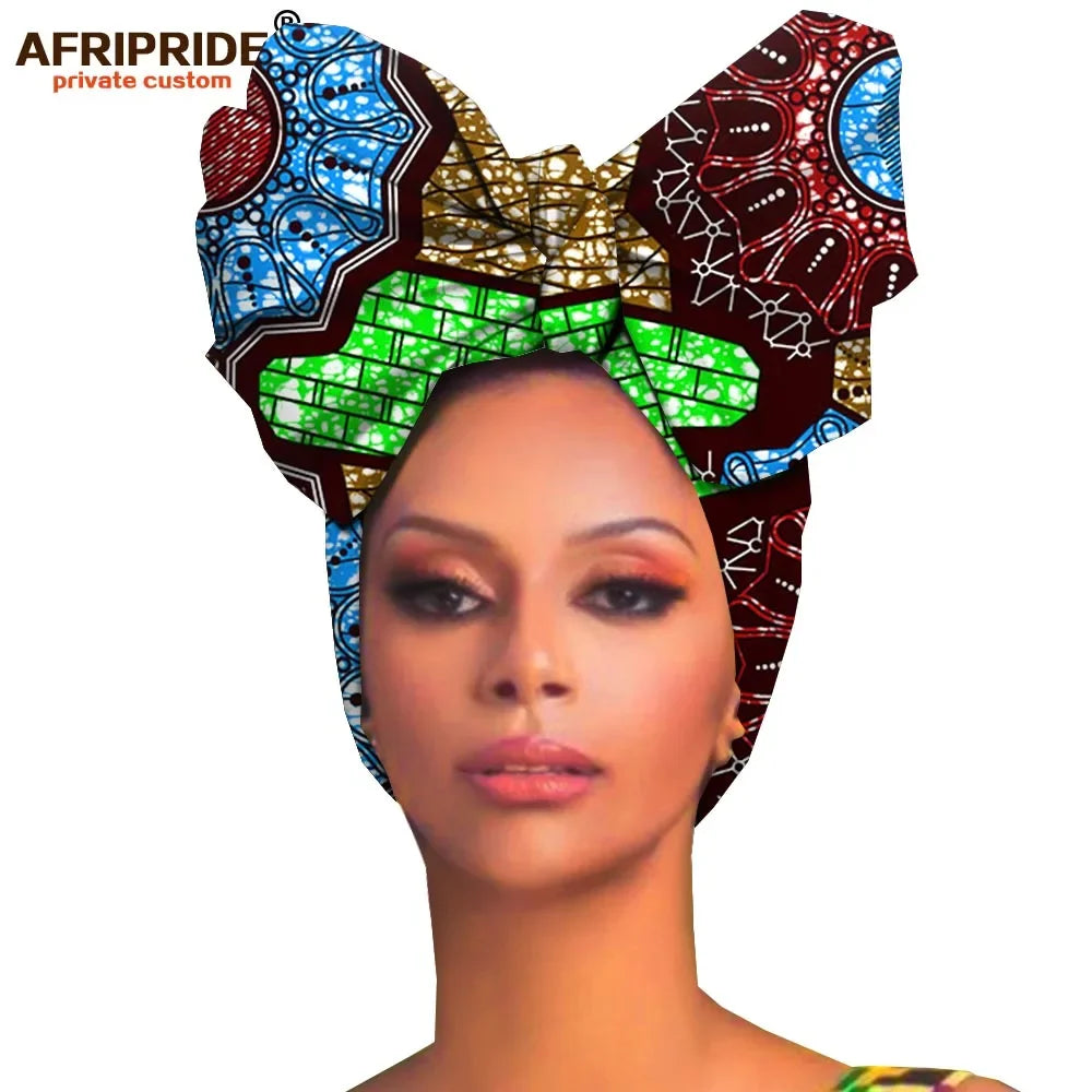 African headwraps women hair accessories african material wax traditional Headtie headscarf Turban 100% Cotton AFRIPRIDE A19H006