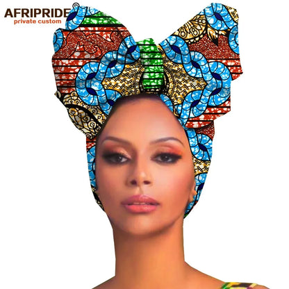 African headwraps women hair accessories african material wax traditional Headtie headscarf Turban 100% Cotton AFRIPRIDE A19H006