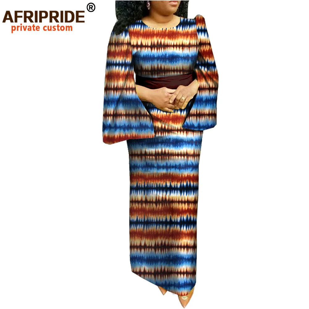 Afripride-African Dashiki Dresses for Women, Ankara Print, Ankle Length Casual Straight Dress, Cotton Made, A1825026