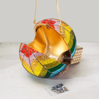 Designer Hot Air Balloon Shaped Diamond Evening Purse