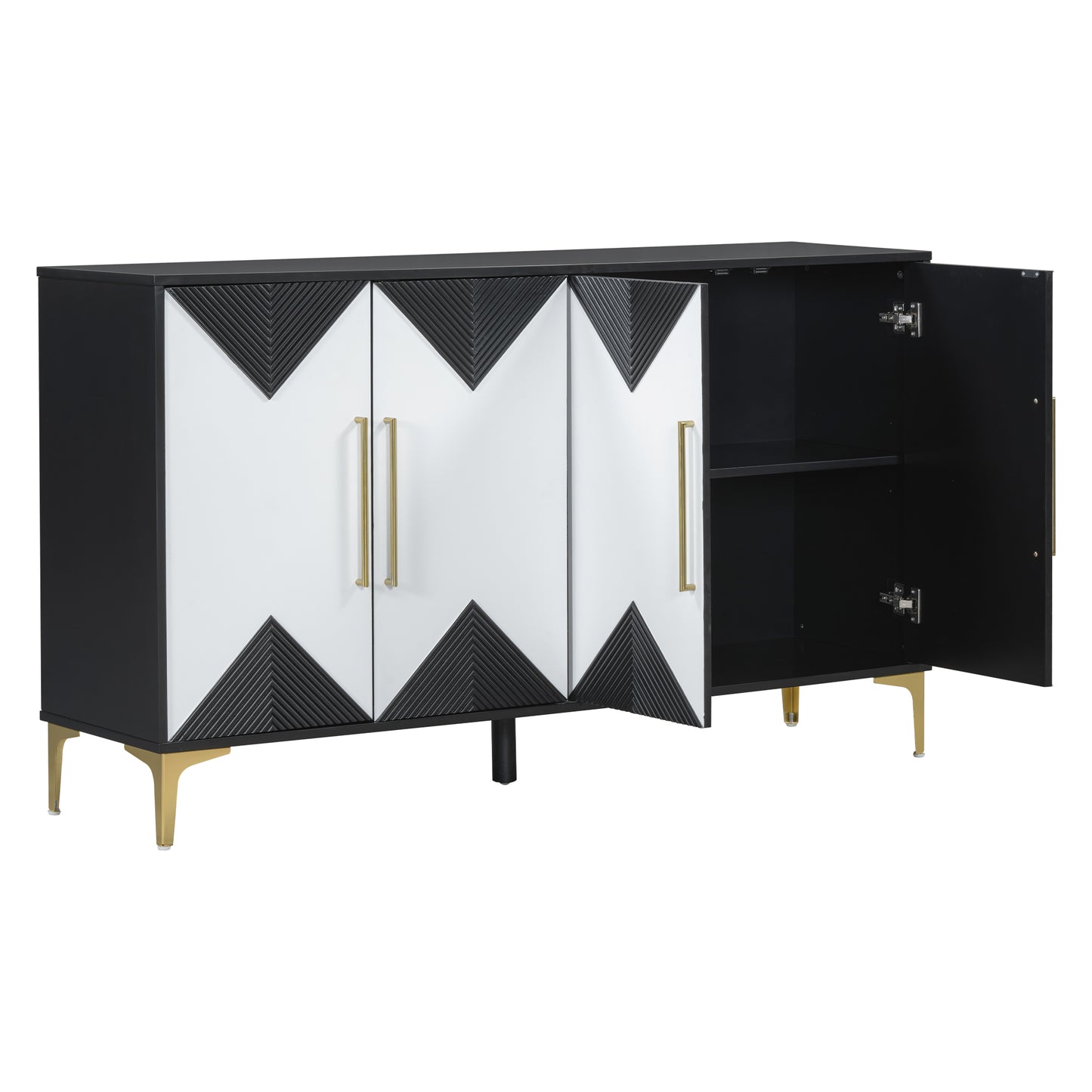 The unique feature of U-STYLE four door cabinet with dual tone triangular doors, suitable for entrances