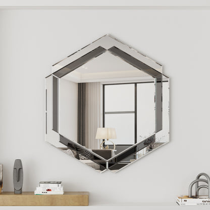 28 x 31.5 inches Wall-Mounted Silver Decorative Round Wall Mirror for Home, Living Room, Bedroom, Entryway