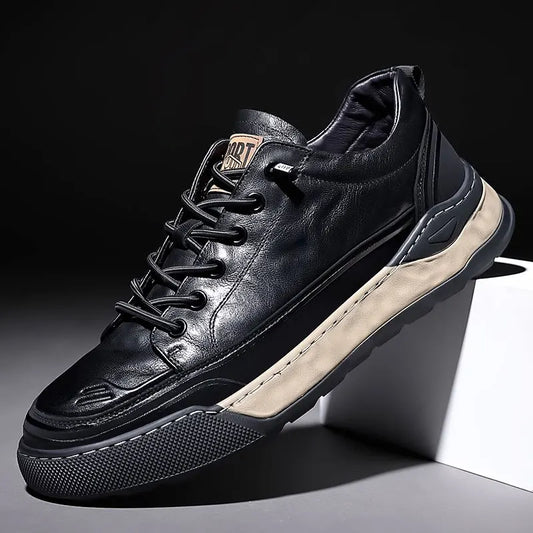 Real Leather Sports Sneakers Fashion Genuine Leather Shoe Men Leisure Shoes Man Casual Sport Shoes A002