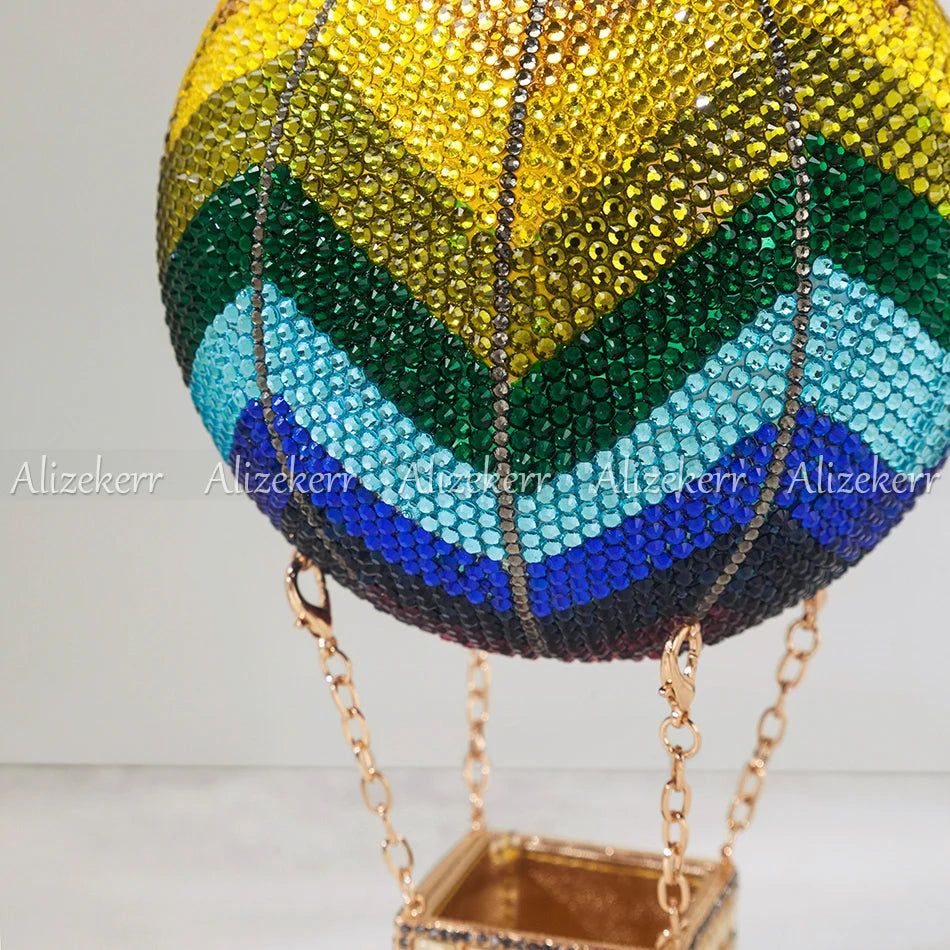 Designer Hot Air Balloon Shaped Diamond Evening Purse